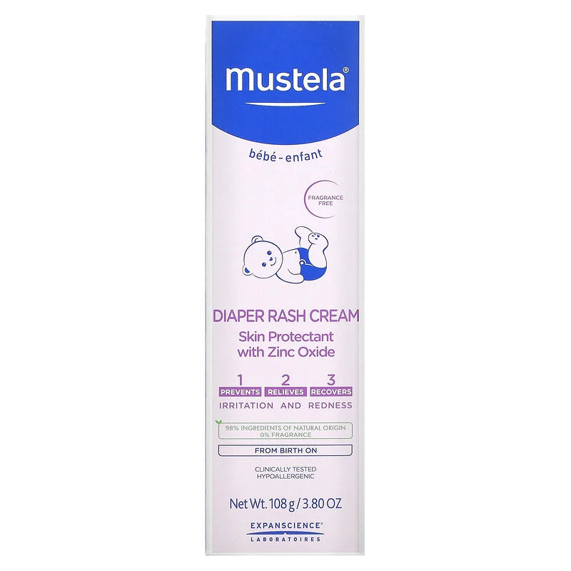 Crema para dermatitis del pañal Mustela 1-2-3 con óxido de zinc, 3.8 oz