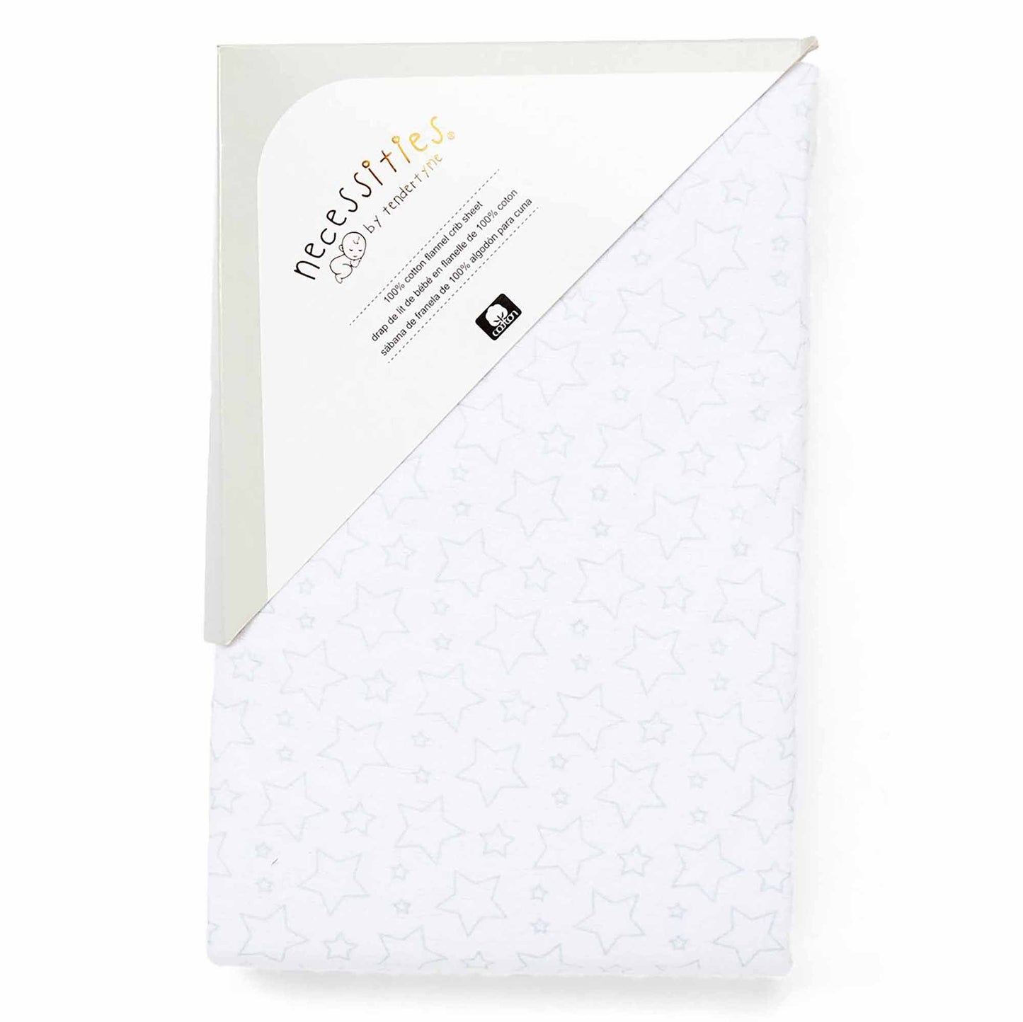 Lençol de berço de flanela Rose Textiles - Grey Star