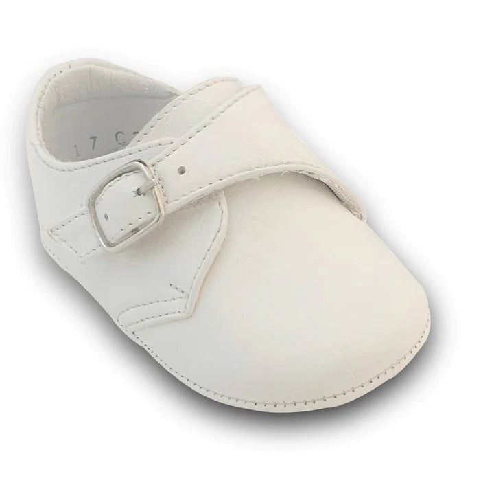 Karela Pre-Walk Leather Shoes with Velcro, White