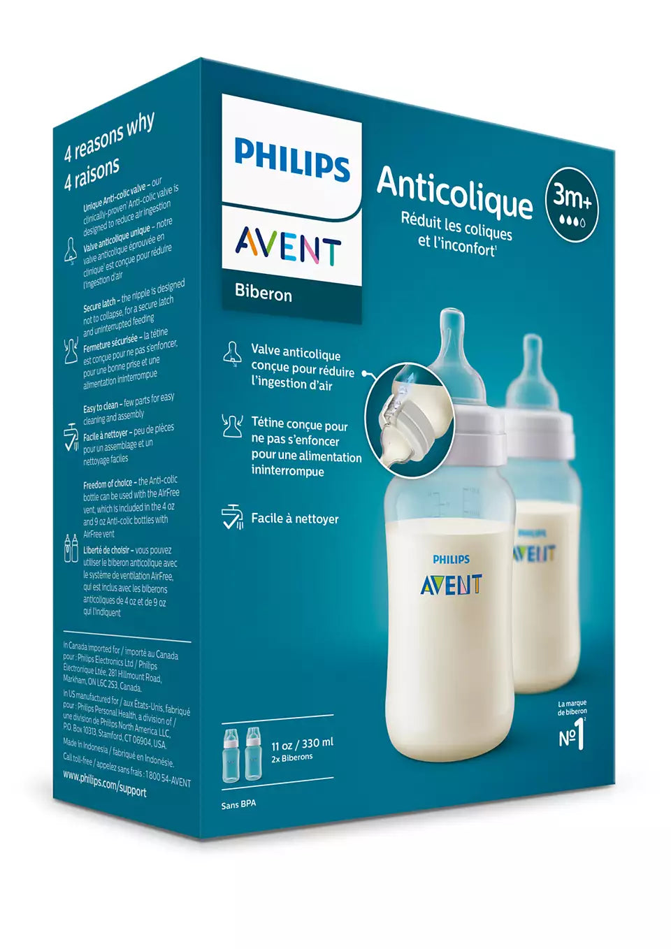 Avent Anti-Colic Baby Bottle 11oz, 2pk - Clear