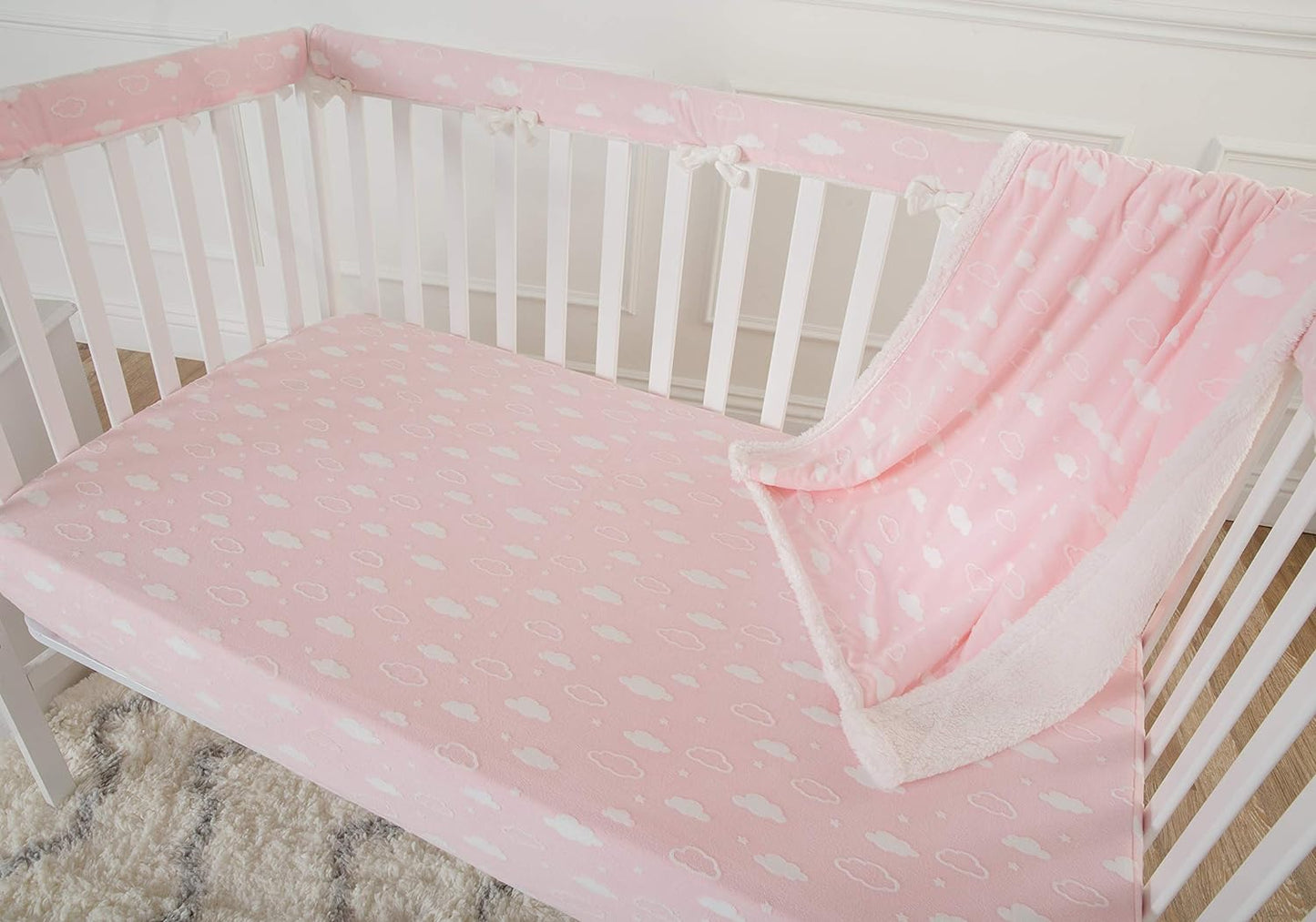 American Baby 3D Heavenly Soft Chenille Sheets - Pink Cloud