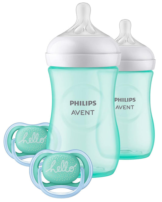 Avent Natural Baby Bottle With Natural Response Nipple - Teal Baby Gift Set