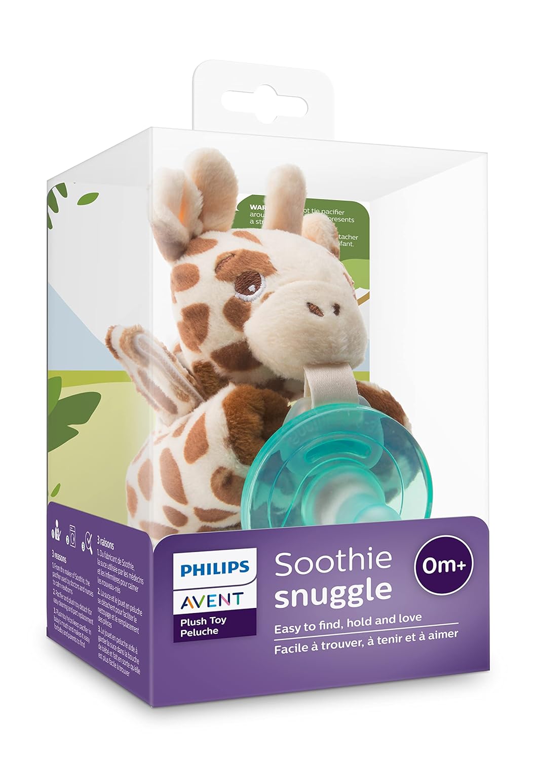 Avent Soothie Snuggle Pacifier Holder, 0M+, Giraffe