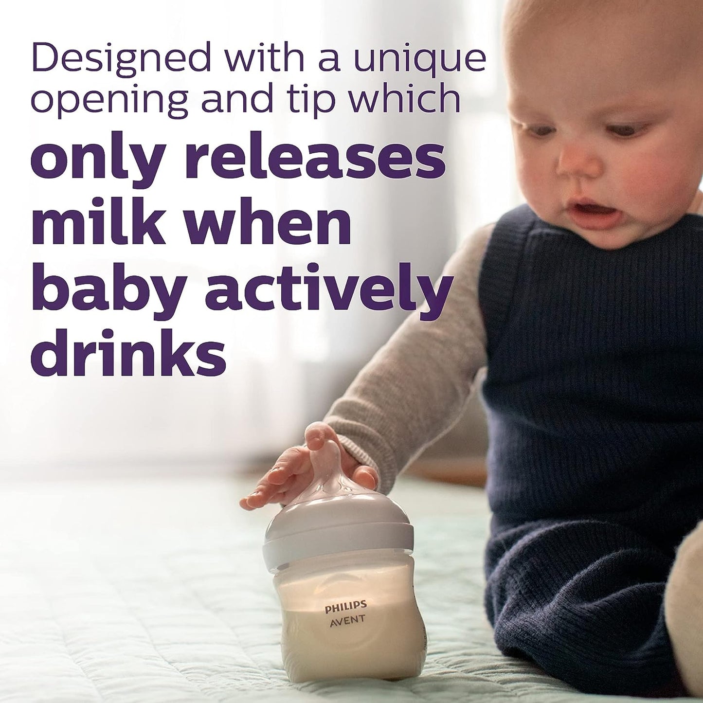 Mamadeira natural Avent com bico de resposta natural 4 onças, 3 unidades - rosa