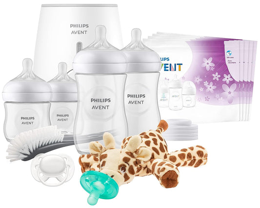 Avent Natural with Natural Response Nipple - All in One Gift Set with Snuggle Giraffe