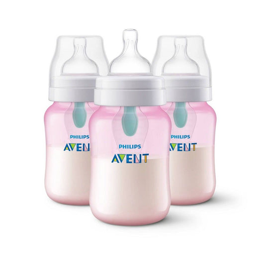 Avent Anti-Colic Baby Bottle with AirFree Vent 9oz, 3pk - Pink