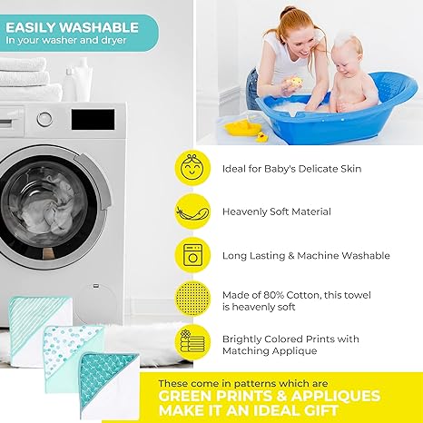 Spasilk Hooded Towels 3PK - Green Dots