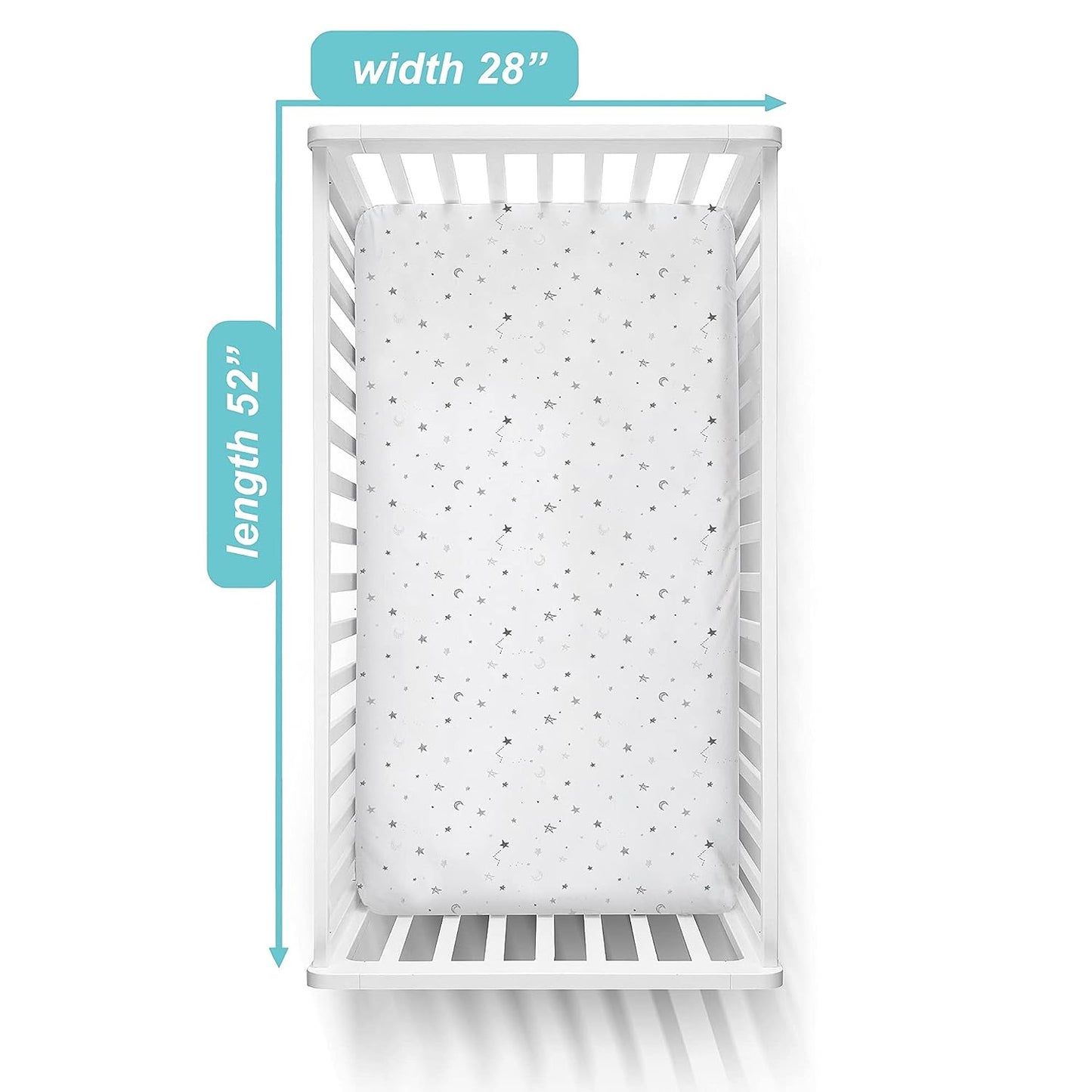 American Baby Printed Jersey Crib Sheets - Gray Stars & Moon