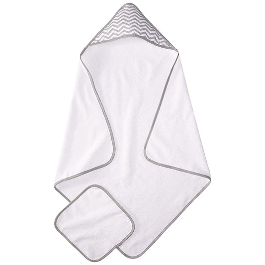 American Baby Organic Hooded Towel - White/Grey