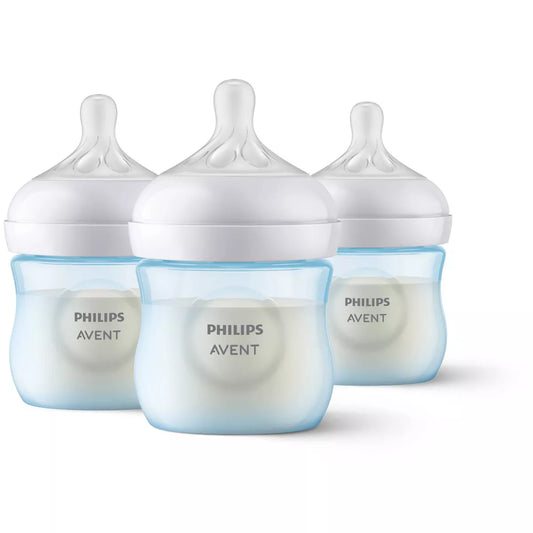 Avent Natural Baby Bottle With Natural Response Nipple 4oz, 3pk - Blue