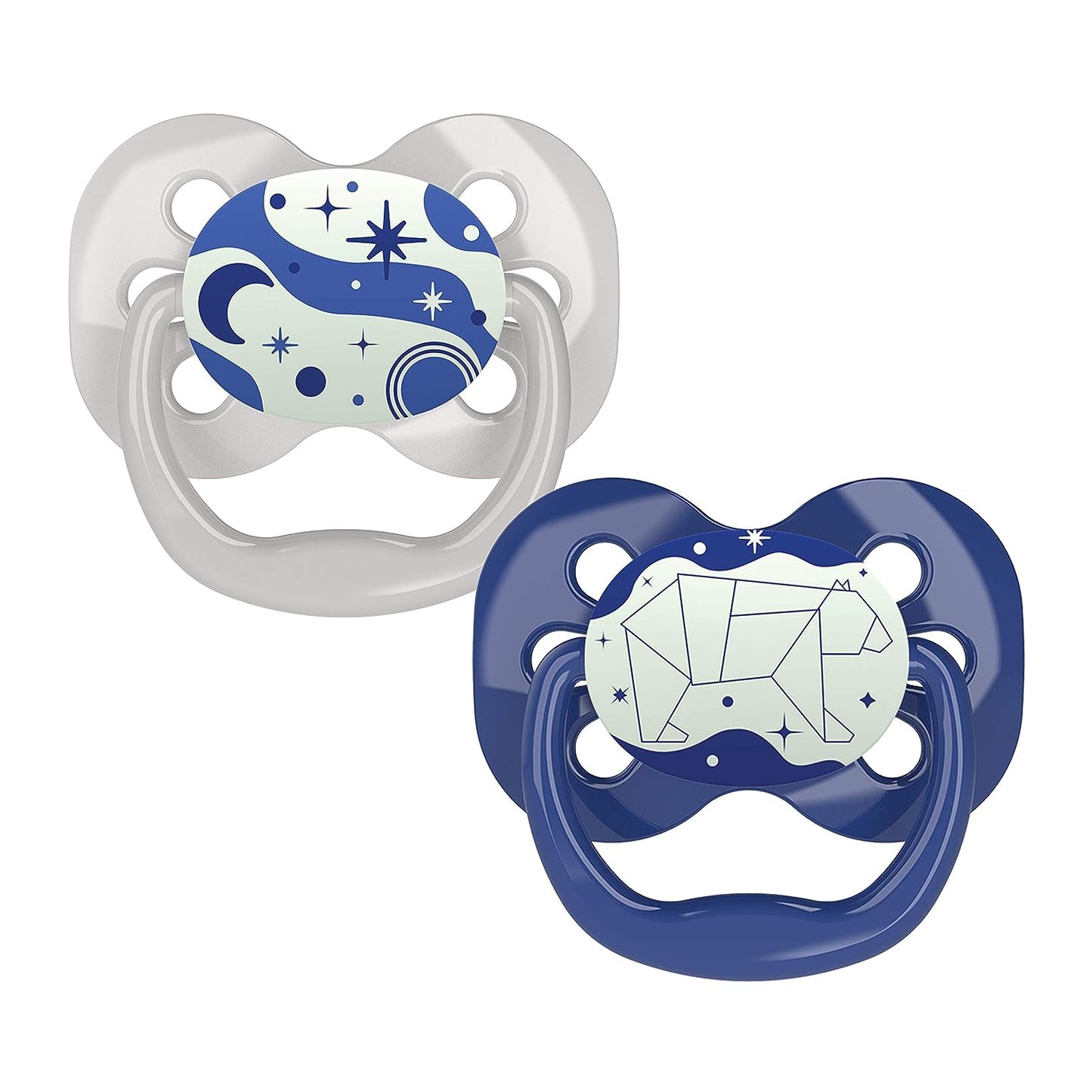 Dr. Brown's Advantage Symmetrical Glow-in-the-Dark Stage 1 Pacifiers, 2-Pack