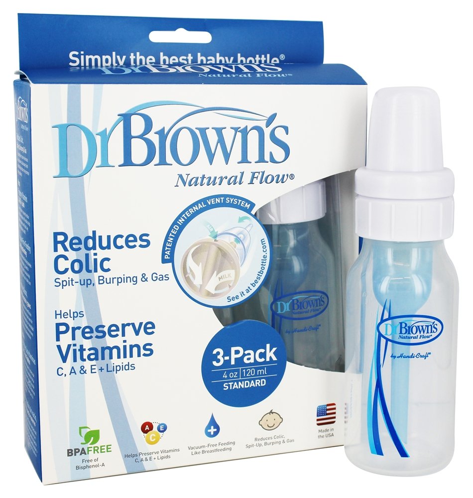 Mamadeira Natural Flow do Dr. Brown, 4 onças, pacote com 3 polipropileno