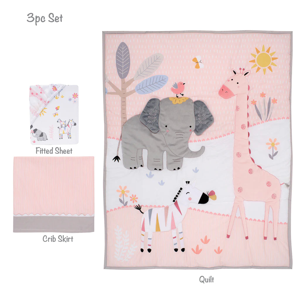 Conjunto de cama para berço de 3 peças Lambs & Ivy Jazzy Jungle