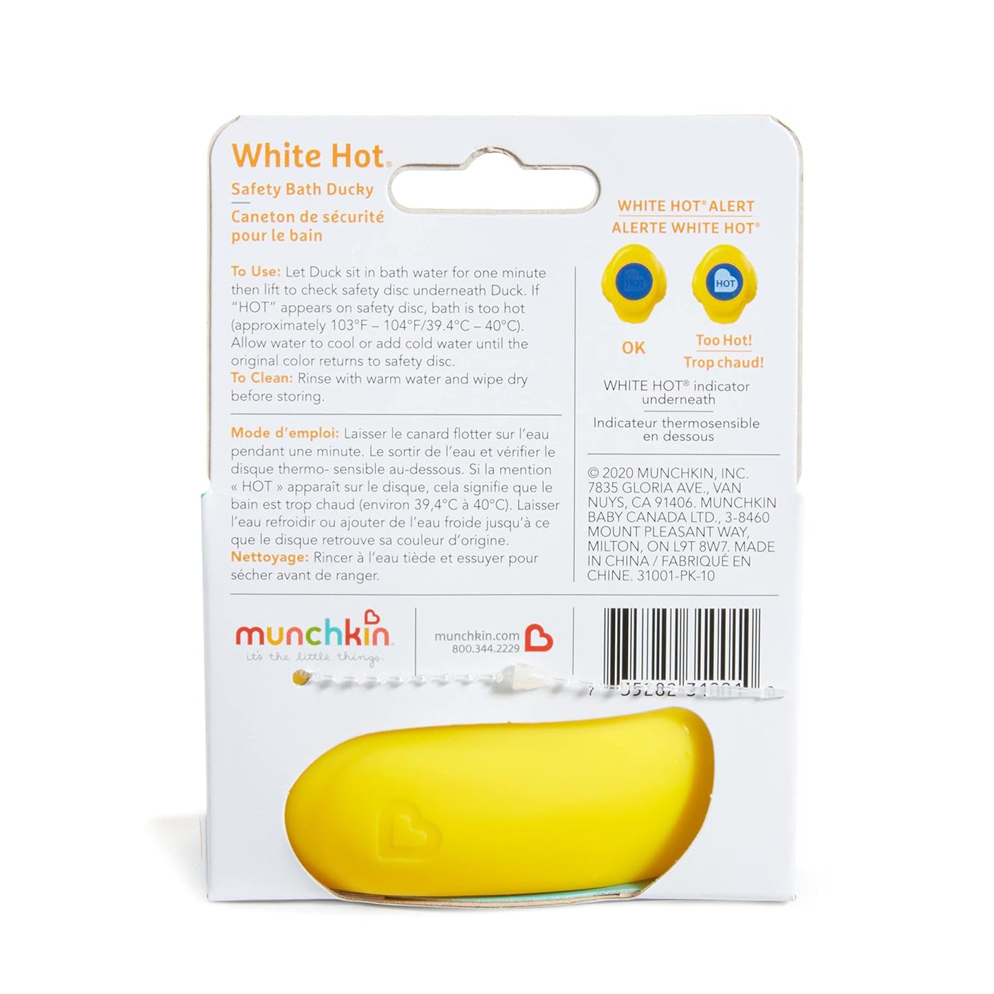 Patito de juguete de seguridad para el baño White Hot® de Munchkin®