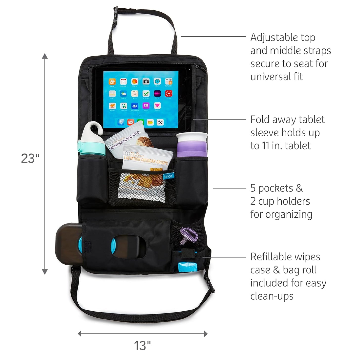 Brica® Car Backseat Organizer™ with Tablet Holder and Wipes Case
