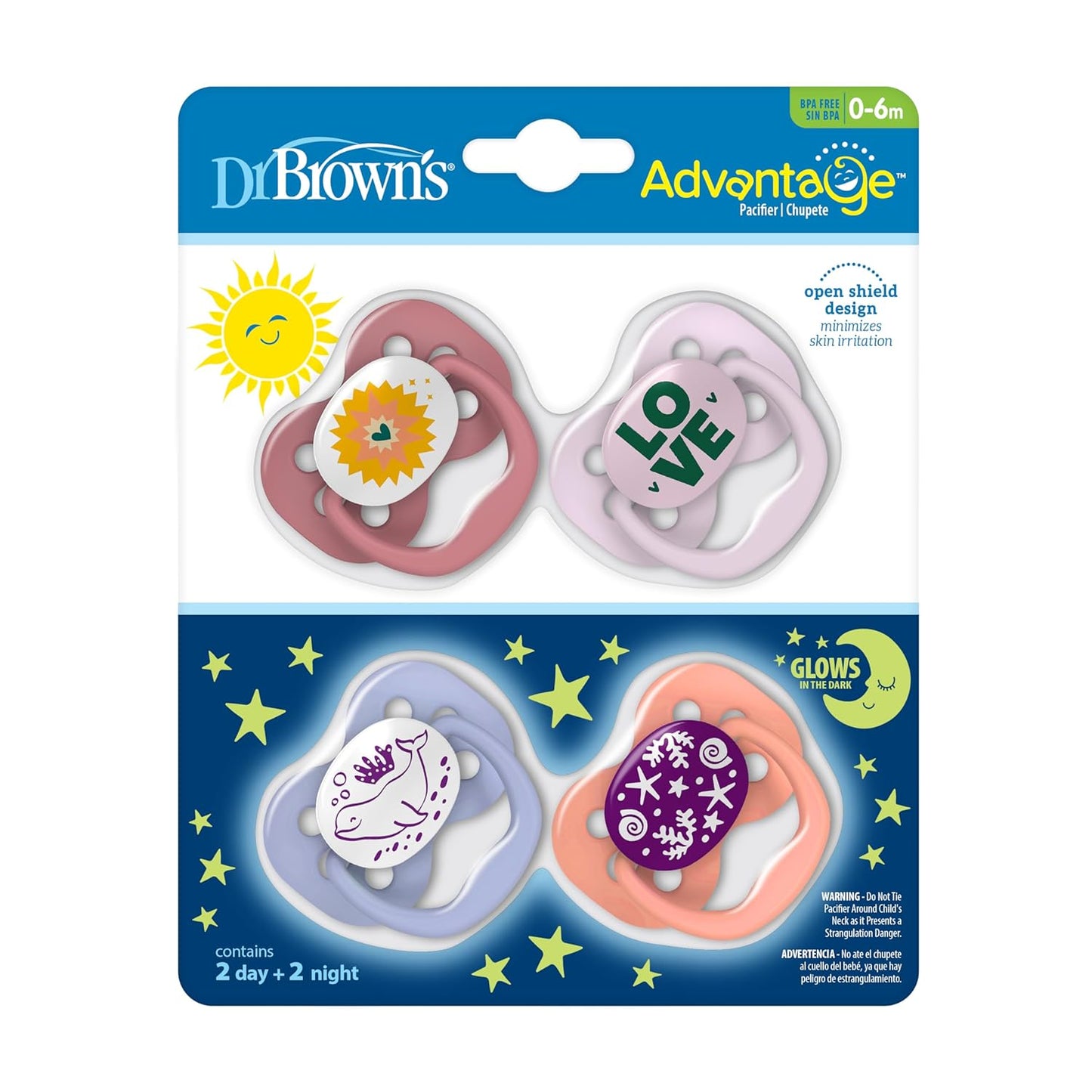 Dr Brown's Advantage Pacifier Stage 1 Glow in the Dark