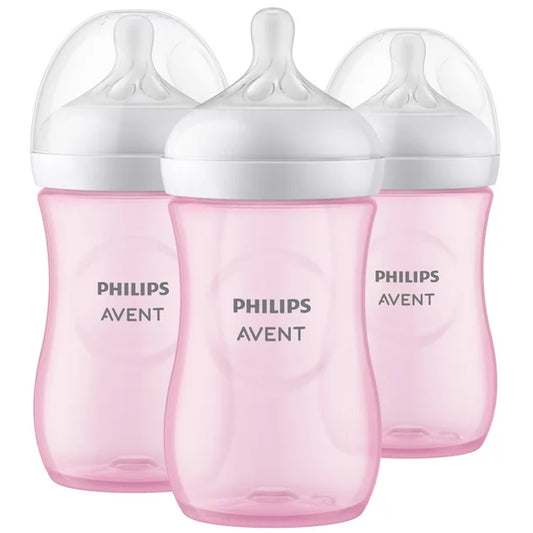 Avent Natural Baby Bottle With Natural Response Nipple 9oz, 3pk - Pink