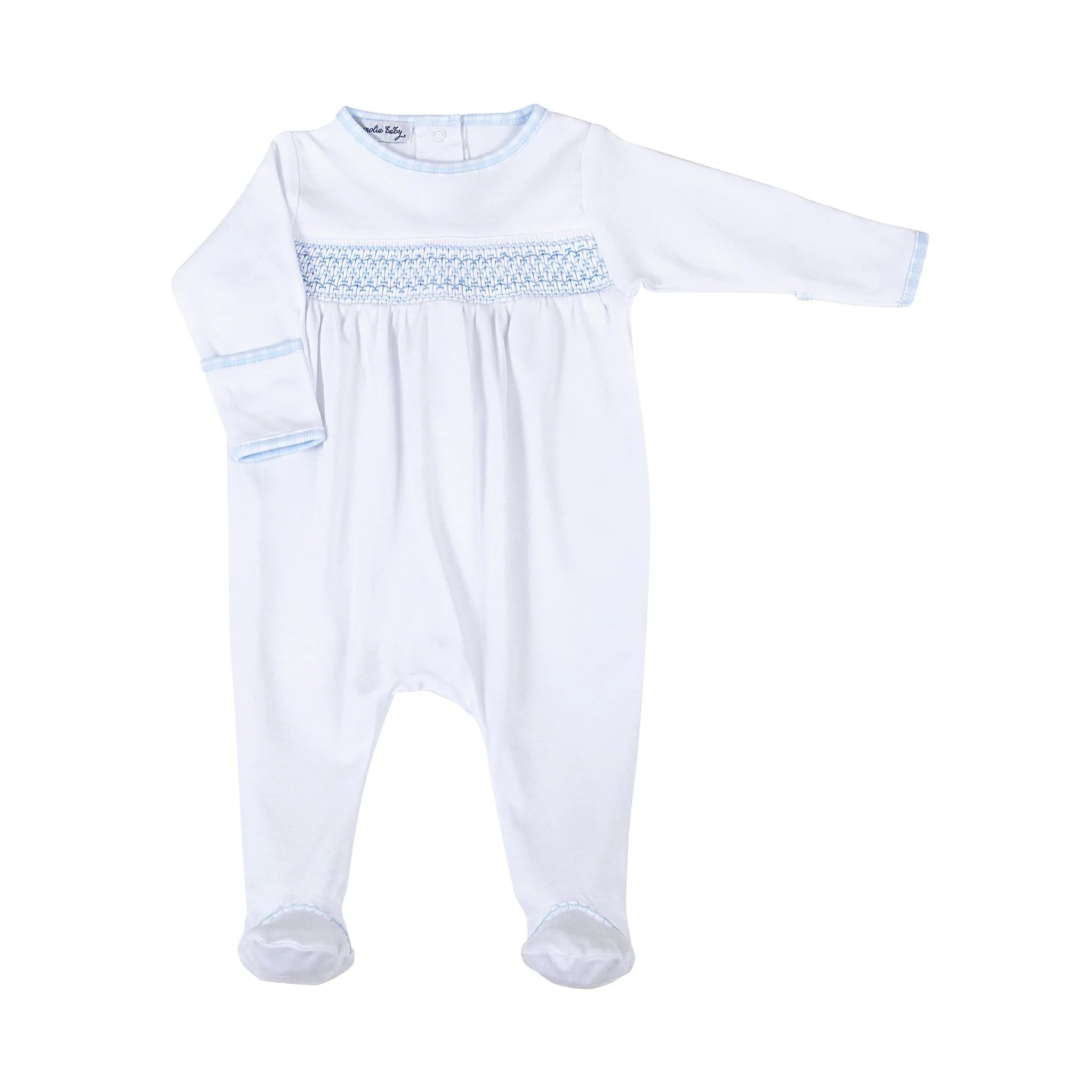 Blue Stork Smocked Footie
