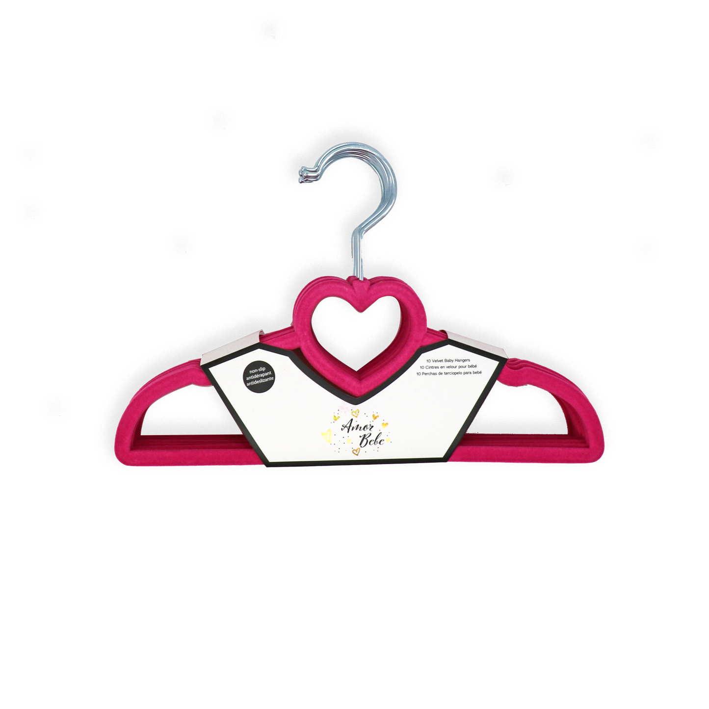Cabides para bebês Rose Textiles com 10 unidades - Coração rosa