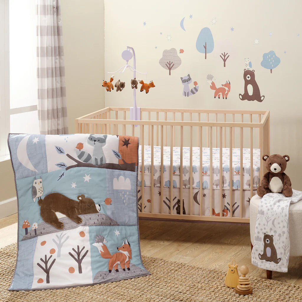 Bedtime Originals Sleepytime Bear Woodland 3 Pc Baby Nursery Crib Bedding Set