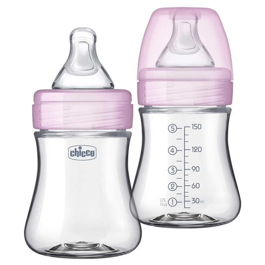 Chicco Duo Hybrid Biberón 5 oz, paquete de 2, color rosa