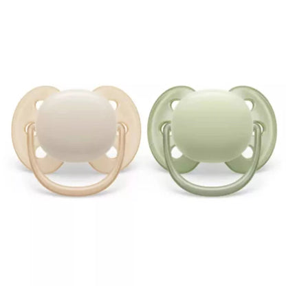 Avent Ultra Soft Pacifier 0-6 Months  Sand-Pastel Green- 2pk