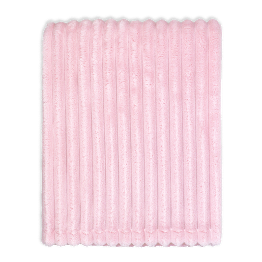 Rose Textiles Striped Plush Blanket - Pink