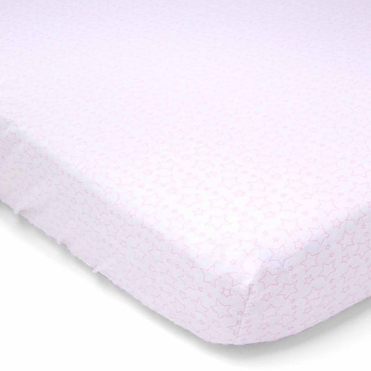 Rose Textiles Flannel Crib Sheet - Pink Star