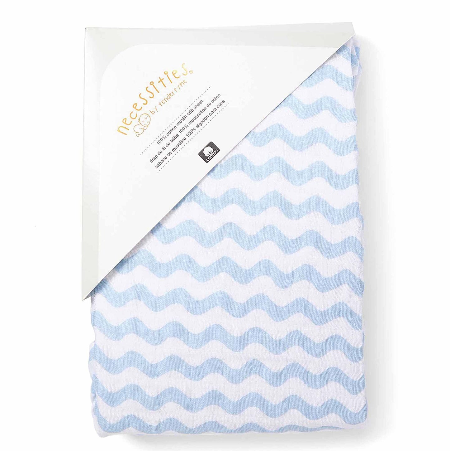 Rose Textiles Muslin Crib Sheet - Blue Wave