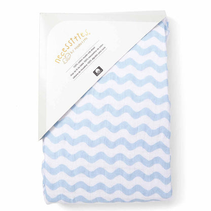 Rose Textiles Muslin Crib Sheet - Blue Wave