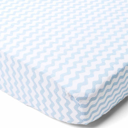 Rose Textiles Muslin Crib Sheet - Blue Wave