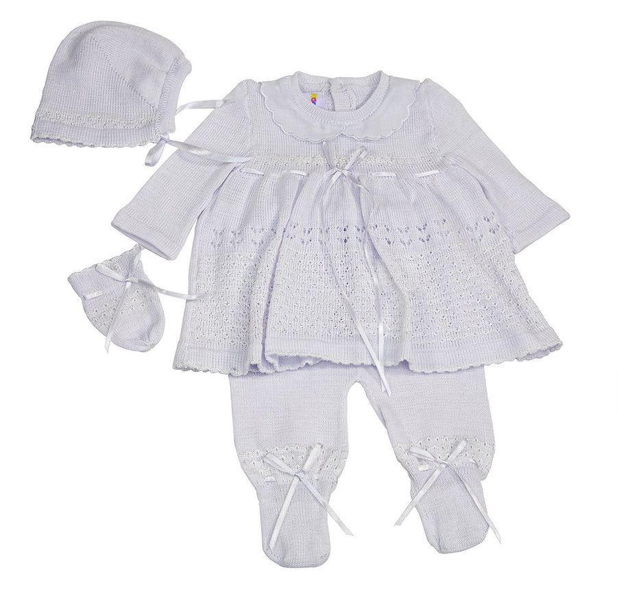 Karela White Knitted Set with bonnet