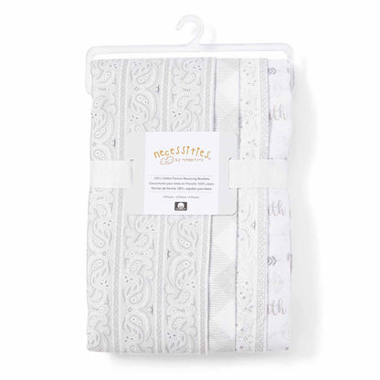 Rose Textiles Receiving Blanket 4-Pack - Made with Love Grey