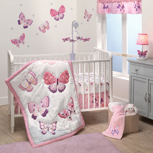 Bedtime Originals Butterfly Kiss Juego de ropa de cama para cuna de 3 piezas