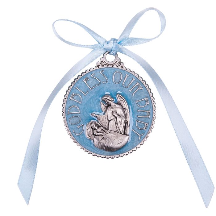 Blue Epoxied Crib Medal, Boxed