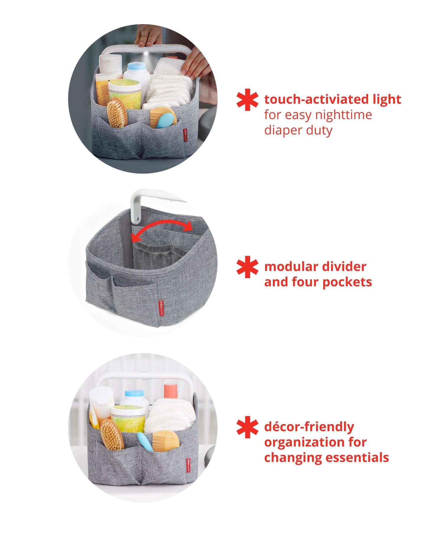 Skip Hop Light-Up Diaper Caddy - Grey