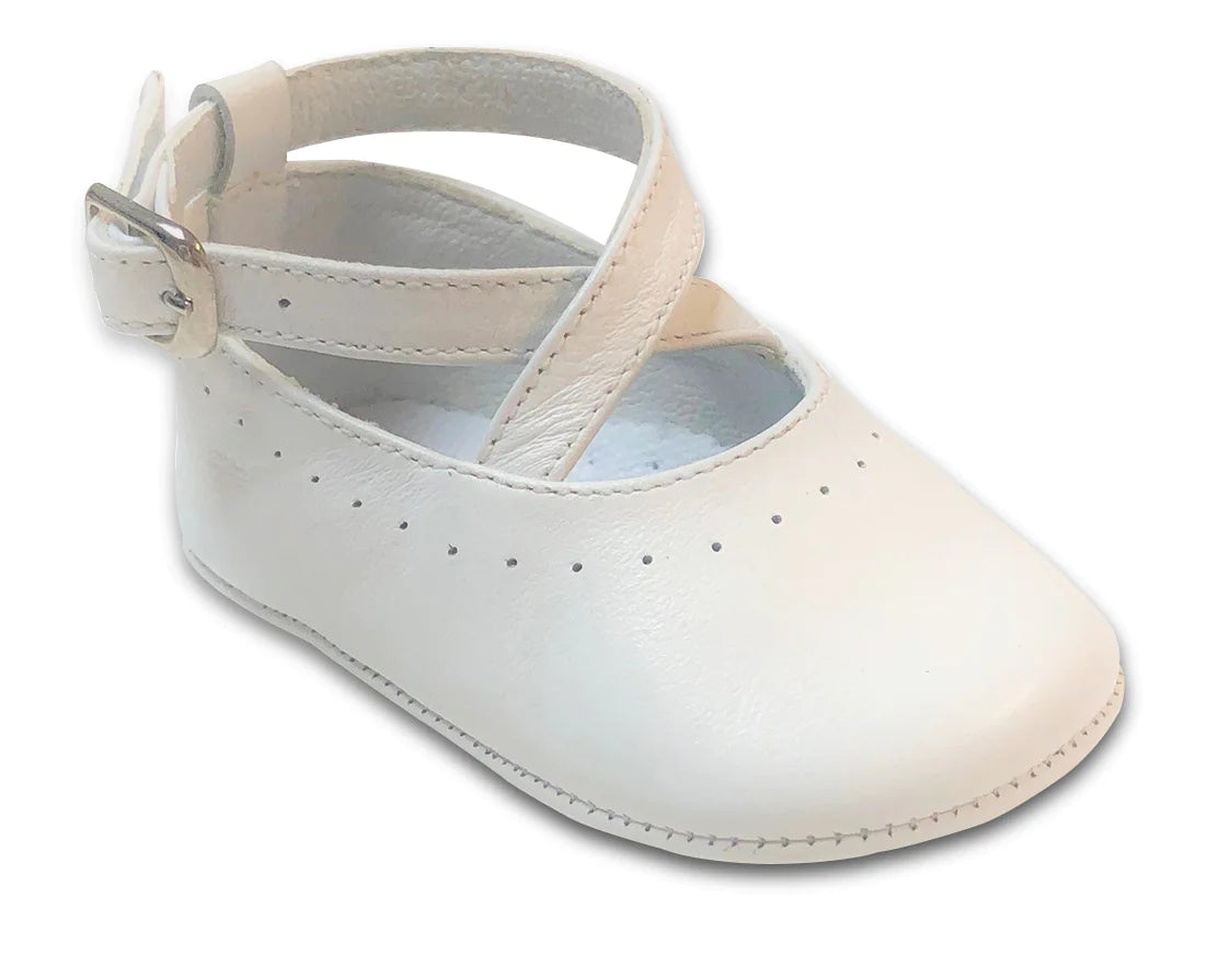 Karela Pre-Walk Crossed Straps Shoes, White