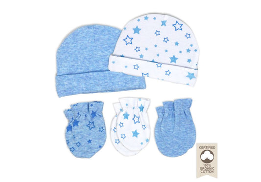 Rose Textiles 5-Piece Cap and Scratch Mitten Set