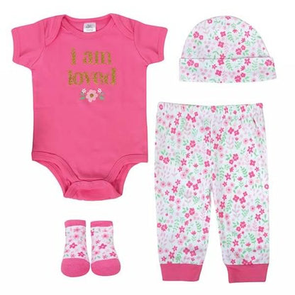 Baby Essential 4Pc Baby Girl Gift Set - Wild Flower