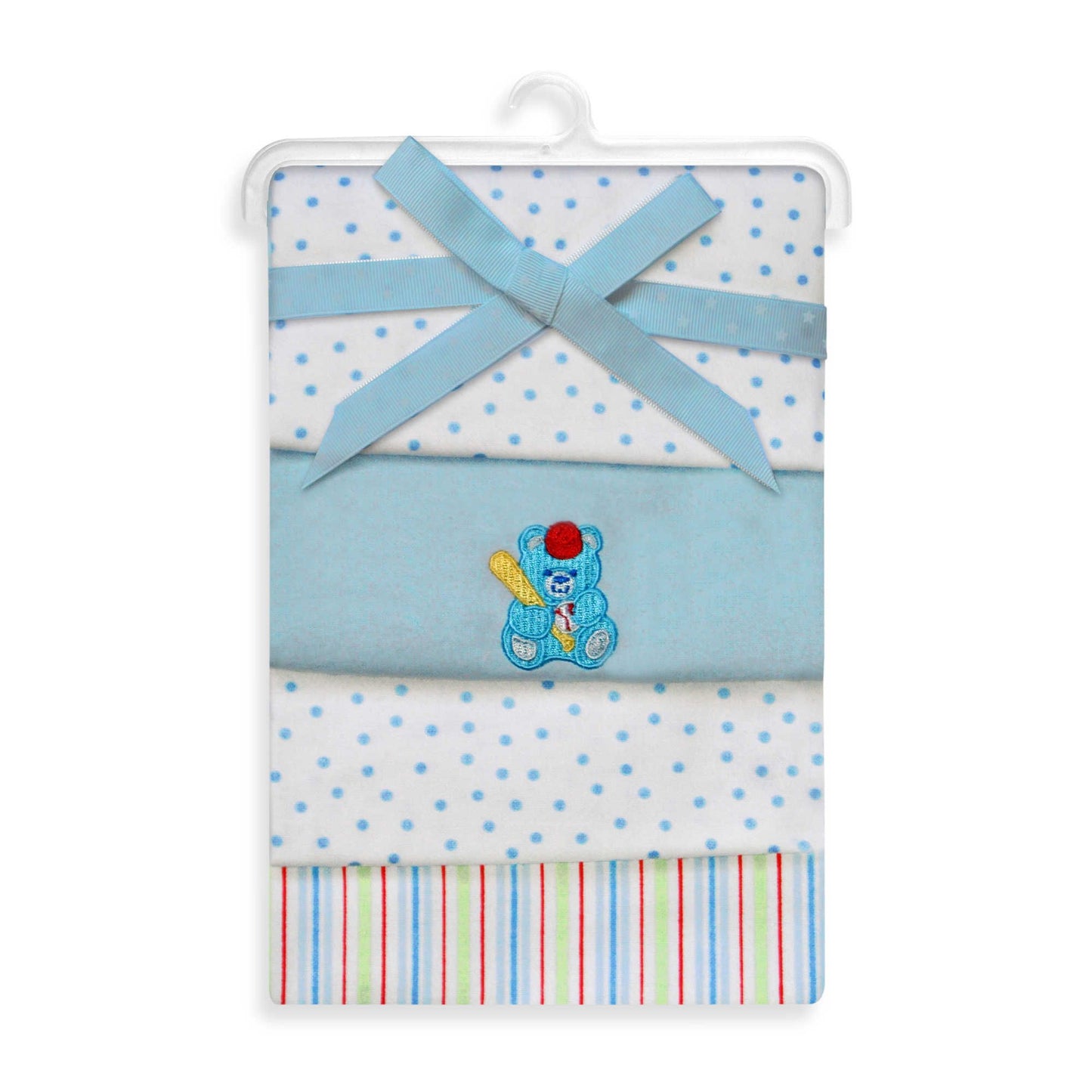 Spasilk 4 Pack Flannel Receiving Blankets - Blue Bear