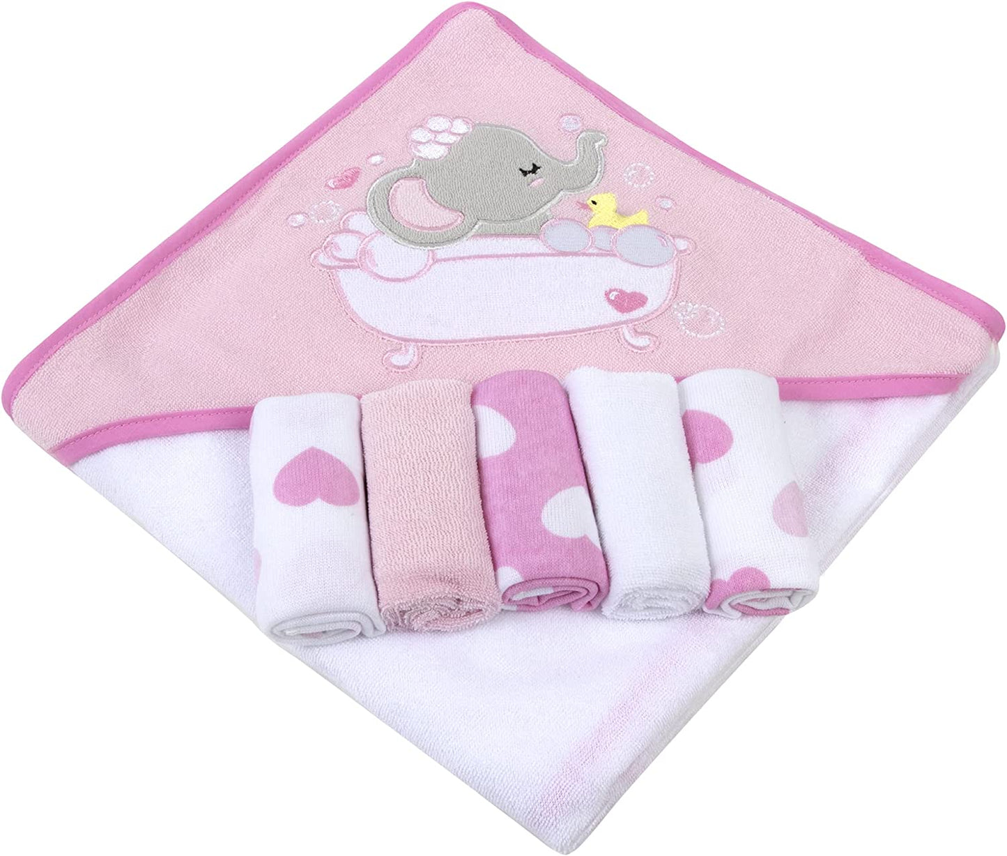 Toalla con capucha y toallitas Baby Essentials de 6 piezas