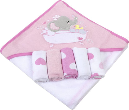 Toalla con capucha y toallitas Baby Essentials de 6 piezas