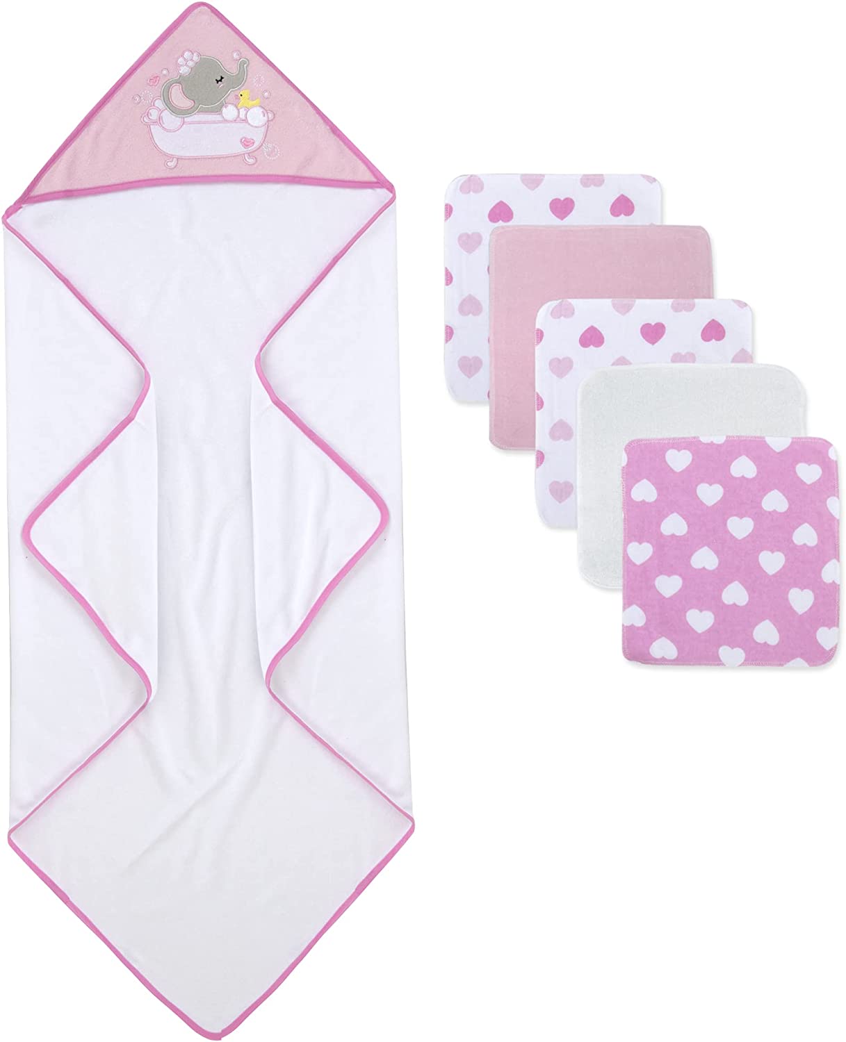 Toalla con capucha y toallitas Baby Essentials de 6 piezas