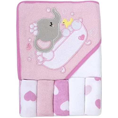 Toalla con capucha y toallitas Baby Essentials de 6 piezas