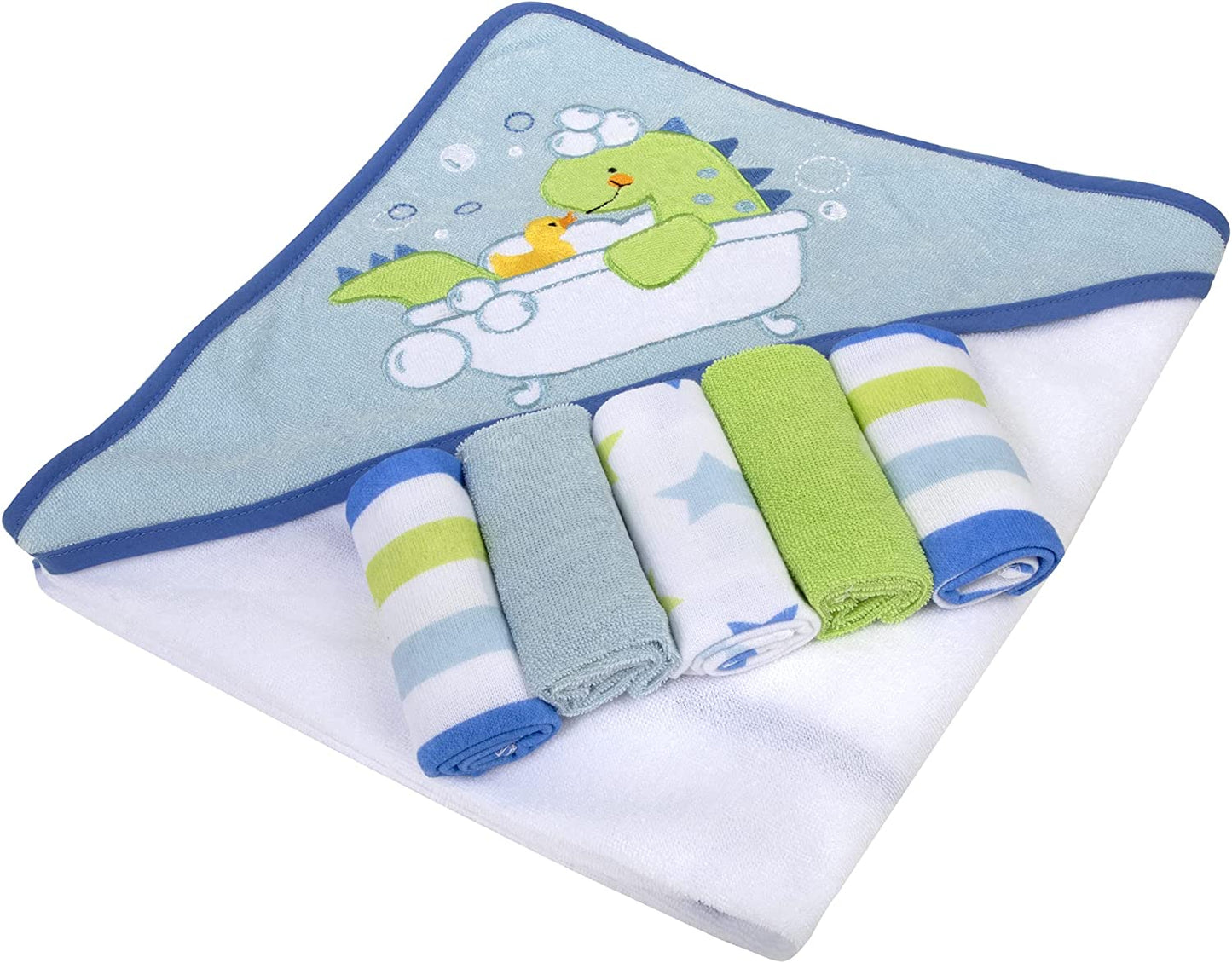 Toalla con capucha y toallitas Baby Essentials de 6 piezas