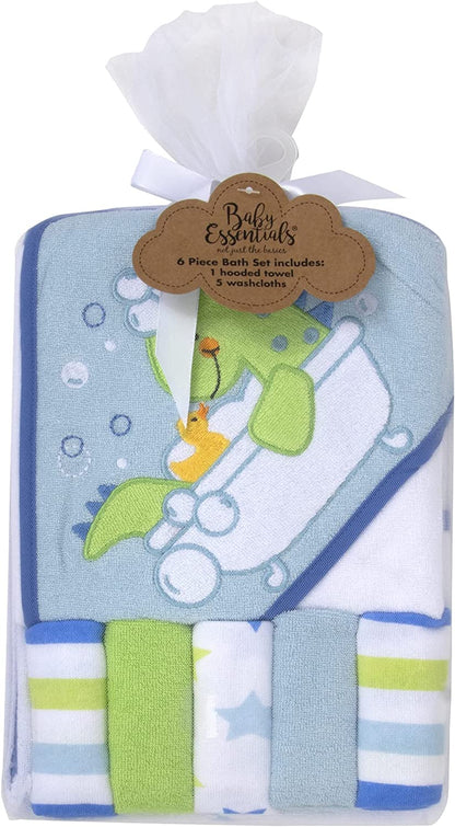 Toalla con capucha y toallitas Baby Essentials de 6 piezas