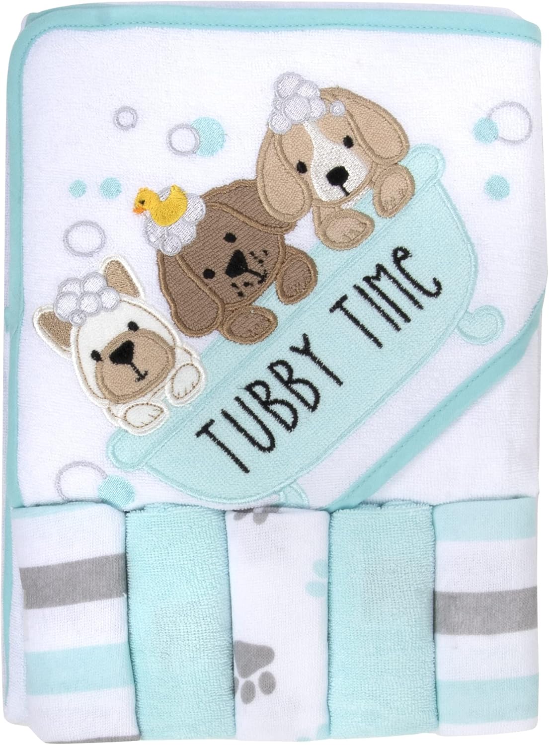 Toalla con capucha y toallitas Baby Essentials de 6 piezas