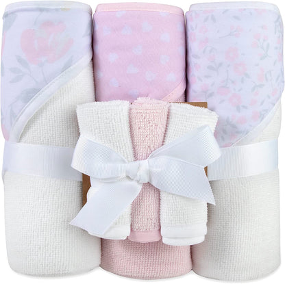 Toalla con capucha y toallitas Baby Essentials de 6 piezas