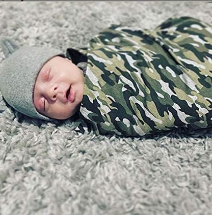 Baby Essentials Gift Set Swaddle Blanket and Hat - Camo Boy