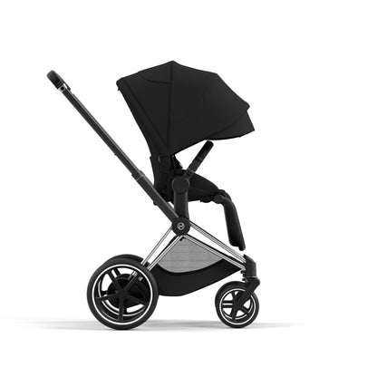 Cochecito Cybex e-PRIAM 2 - Estructura cromada/negra y paquete de asiento en negro profundo